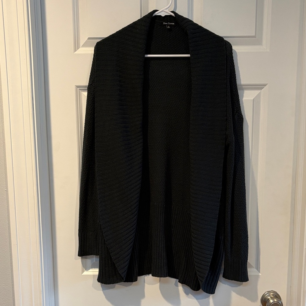 Cozy Open-Front Dark Green Women's Sweater Cardigan